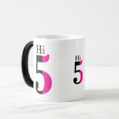 High Five rosa minimale Typografie Verwandlungstasse (Vorderseite Links)