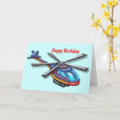 High Flying Helicopter Happy Birthday Karte (Gelbe Blume)