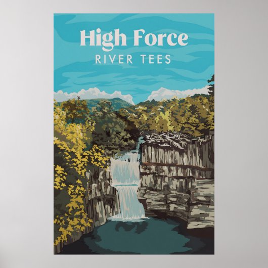 High Force Wasserfall River Tees Reiseplakat Poster (Vorne)