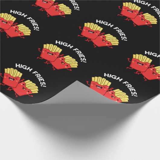High Fries Funny Friend Pun Dark BG Geschenkpapier (Ecke)