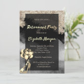 High Heel, Ballons, Confetti-Renten-Party Einladung (Stehend Vorderseite)