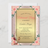 High Heel, Glass, Rose Blütengold Ruhestand Einladung (Vorderseite)