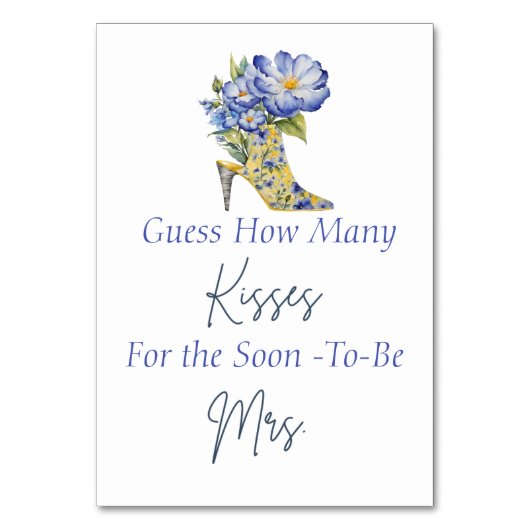 High-Heel Guess Wie viele Kisses Brautparty Game Tischnummer (Rückseite)