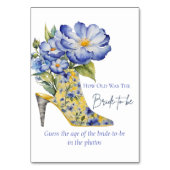 High-Heel "How Old was the Bride to be" Spiel Tischnummer (Rückseite)