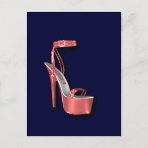 High Heel Ladys Shoe Pink Shiny Postkarte