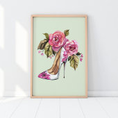 High Heel mit Blüten Poster