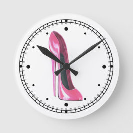 High heel Pink Stiletto shoe art Wall Clock Runde Wanduhr