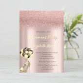 High Heel Rose Gold Glitzer Bokeh Rente Party Einladung (Stehend Vorderseite)