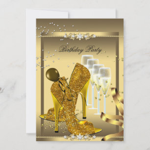 High Heel Schuhe Champagner Gold Geburtstagsfeier Einladung