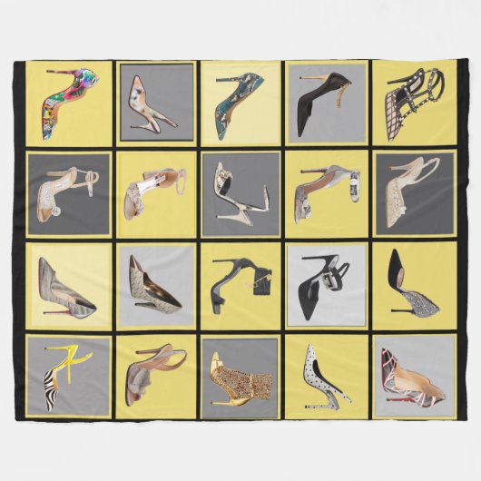 High Heel Schuhe Collage Stiletto Gelbe Blanket Fleecedecke (Vorderseite (Horizontal))