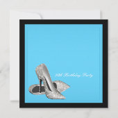 High Heel Schuhe Frauen Aquamarin Blue Birthday Pa Einladung (Rückseite)