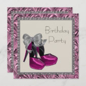 High Heel Schuhe Hot Pink Black Birthday Party Einladung (Vorne/Hinten)