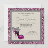High Heel Schuhe Hot Pink Black Birthday Party Einladung (Rückseite)