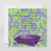 High Heel Schuhe Kalkgrün Lila Quinceanera Einladung (Rückseite)