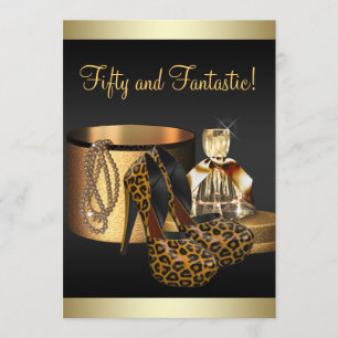 High Heel Schuhe Leopard Gold Damen Geburtstag Einladung