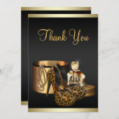 High Heel Schuhe Leopard Gold Danke Karte (Vorne/Hinten)
