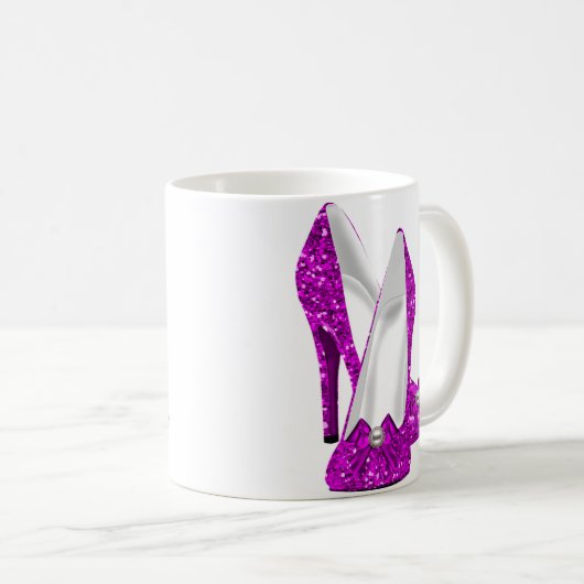 High Heel Schuhe Stileto Glitzer Rosa Kaffeetasse (VorderseiteRechts)
