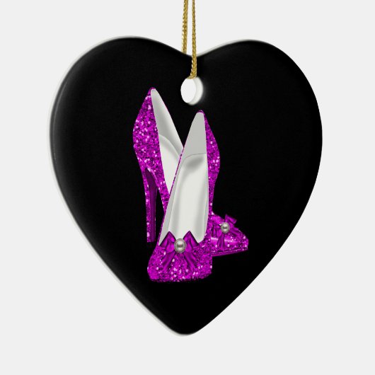 High Heel Schuhe Stileto Glitzer Rosa Keramik Ornament (Rechts)