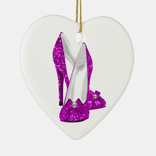 High Heel Schuhe Stileto Glitzer Rosa Keramikornament (Rechts)