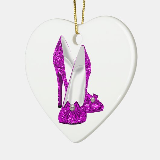 High Heel Schuhe Stileto Glitzer Rosa Keramikornament (Links)