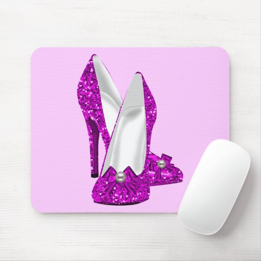 High Heel Schuhe Stileto Glitzer Rosa Mousepad (Mit Mouse)