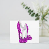 High Heel Schuhe Stileto Glitzer Rosa Postkarte (Stehend Vorderseite)