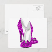 High Heel Schuhe Stileto Glitzer Rosa Postkarte (Vorne/Hinten)