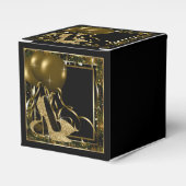 High Heel Shoe Black and Gold Glitzer Geschenkschachtel (Vorderseite)