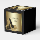 High Heel Shoe Black and Gold Glitzer Geschenkschachtel (Vorderseite)