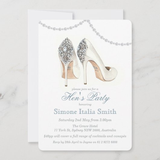 High Heel Shoe Couture Hens Party Einladung (Vorderseite)