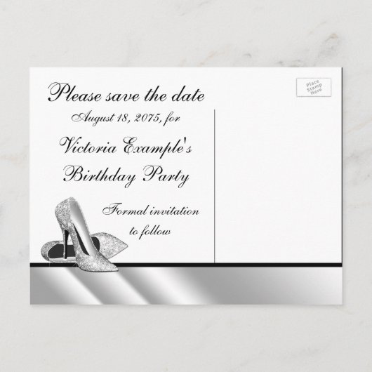 High Heel Shoe Save the Date Ankündigungspostkarte (Rückseite)
