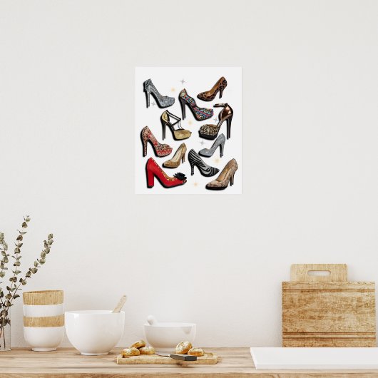 High Heel Shoel Collage Sparkle Poster (Küche)