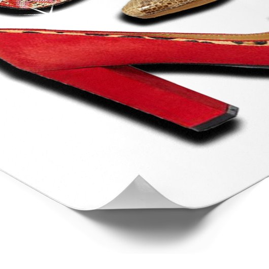 High Heel Shoel Collage Sparkle Poster (Ecke)