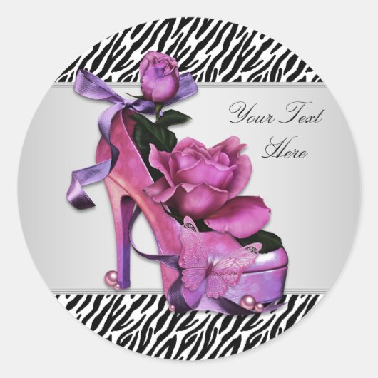 High Heel Shoel Hot Pink Zebra Stickers (Vorderseite)