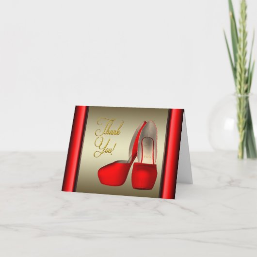 High Heel Shoes Black Red Gold Vielen Dank Dankeskarte (Vorderseite)