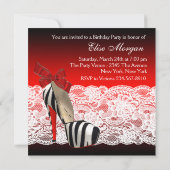High Heel Shoes Black Red Zebra Party Einladung (Rückseite)
