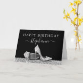 High Heel Shoes Black Silver Happy Geburtstag Karte (Gelbe Blume)