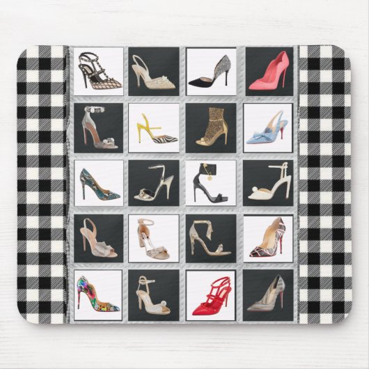 High Heel Shoes Collage Stiletto Quilt Black Mousepad (Vorne)