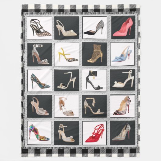 High Heel Shoes Collage Stiletto Quilt Blanket Fleecedecke (Vorderseite)