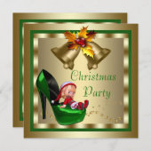 High Heel Shoes Elf Weihnachtsfest Party Einladung (Vorne/Hinten)