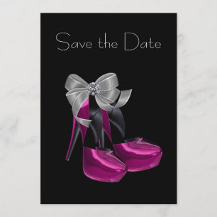 High Heel Shoes Hot Pink Black Save The Date