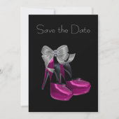 High Heel Shoes Hot Pink Black Save the Date (Vorderseite)