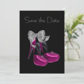High Heel Shoes Hot Pink Black Save the Date (Stehend Vorderseite)