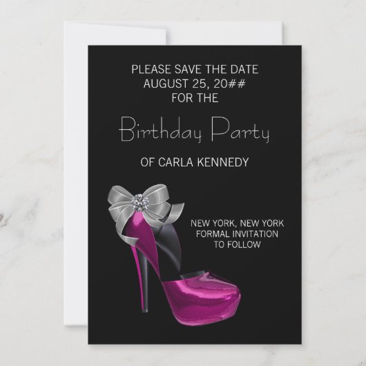 High Heel Shoes Hot Pink Black Save the Date (Rückseite)