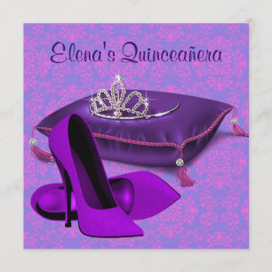 High Heel Shoes Hot Pink Lila Quinceanera Einladung