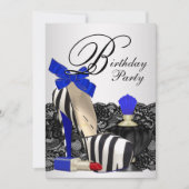 High Heel Shoes Royal Blue Birthday Party Einladung (Vorderseite)