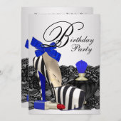 High Heel Shoes Royal Blue Birthday Party Einladung (Vorne/Hinten)