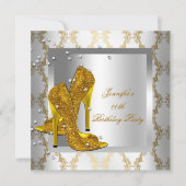 High Heel Shoes Silver Gold Geburtstagsparty Einladung (Vorderseite)