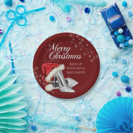 High Heel Shoes Weihnachtsmannmütze Weihnachts-Par Pappteller (Party)