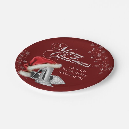 High Heel Shoes Weihnachtsmannmütze Weihnachts-Par Pappteller (Schrägansicht)